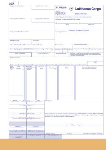 Образец air waybill